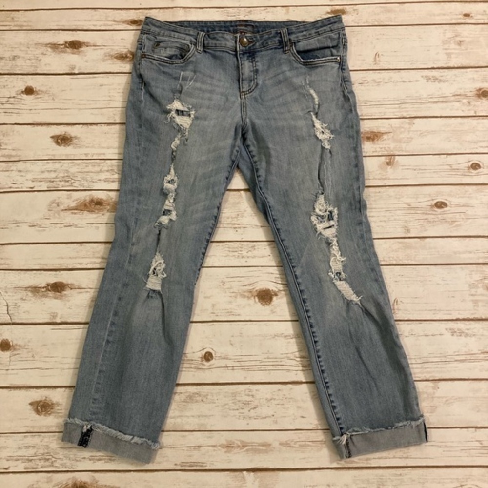 KUT From The Kloth Catherine The Boyfriend Distressed Jeans Size 14